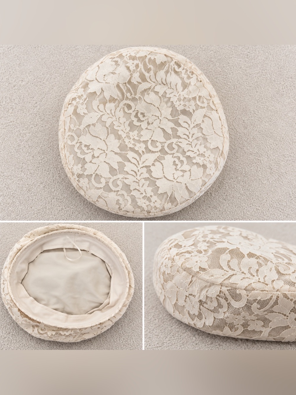 Cream Floral Lace Beret Hat – Elegant Chic Style